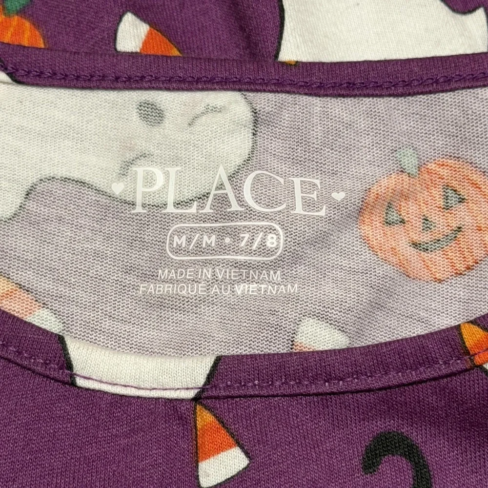 The Children's Place Girls Sz M 7/8 Halloween Fit Flare Knit Dress Ghosts Cats